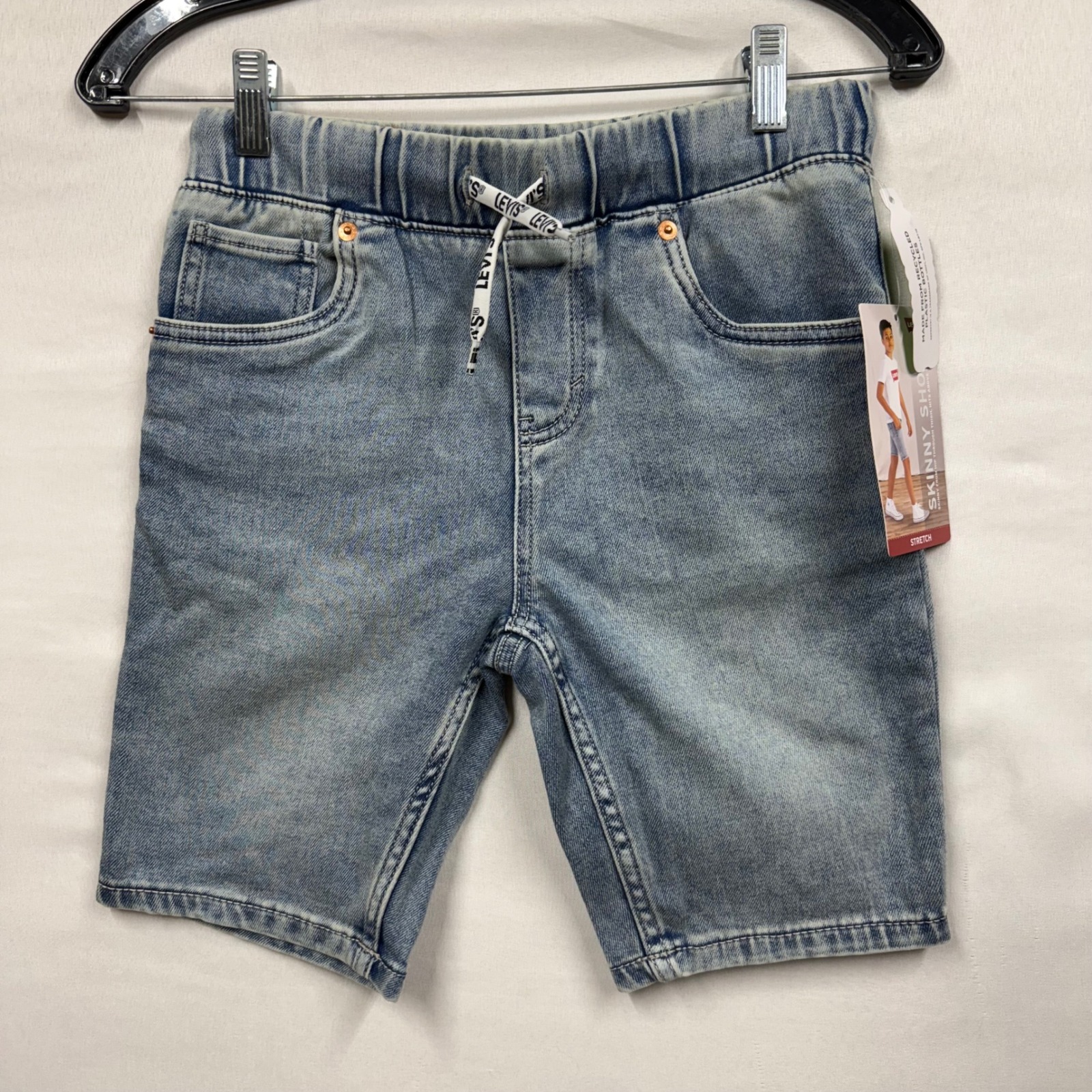 Levi's Kids Boys Skinny Fit Stretch Denim Shorts Light Wash Size M